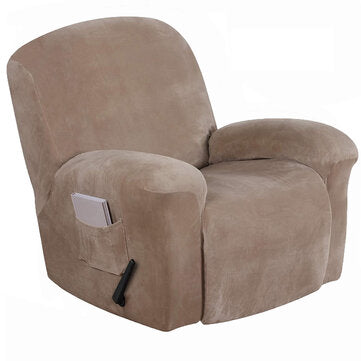 Velvet Full Coverage Recliner Chair Cover Protector Thicken Super Soft Recliner Co... (COLOR: BROWN)
