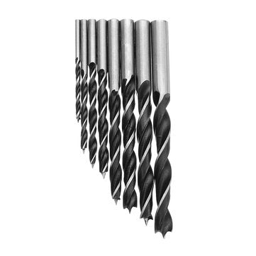 Drillpro 8pcs 3-10mm Twist Drill Bit Carbon Steel 3 Flutes Wood Drill Bit Woodworking Tool