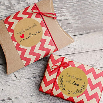500PCS Kraft Paper Handmade With Love Sticker DIY Gifts Wrap Cookies Packaging Stickers