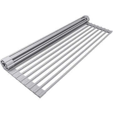 Dish Drying Rack Roll Up NO-Slip Silicone-coated Kitchen Multipurpose Sink Drainer Foldable Drain Sh