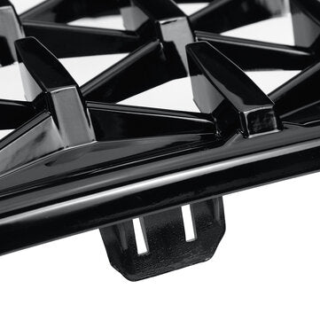 Pair Glossy Black Front Kidney Grilles Upper Hood Eyelids Diamond Style For BMW 3-Series E90 E91 200