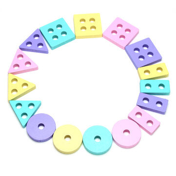 Wooden Building Blocks Childrens Early Learning Educational Toys Color Shape Matching Cognition Kids