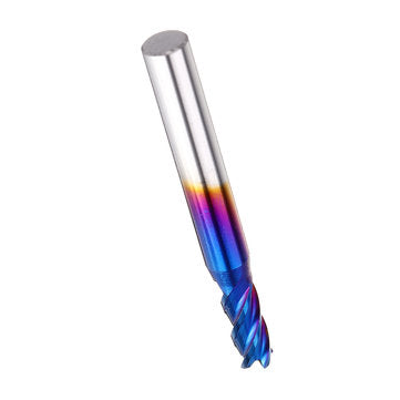 Drillpro 8PCS HRC55 Blue Nano Tungsten Carbide 4 Flute End Mill Set R1-R6 Milling Cutter CNC Router