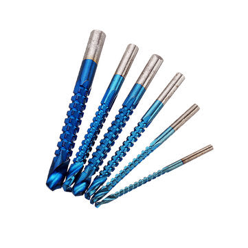 Drillpro 6Pcs 3-8mm Blue Nano Coated Grooving Drill HSS Woodworking Drill Bit Plastic Metal Hole Gro