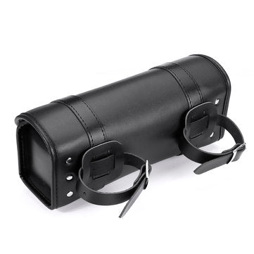 Motorcycle Front PU Leather Fork Tool Bag Saddlebag Pouch Luggage Universal