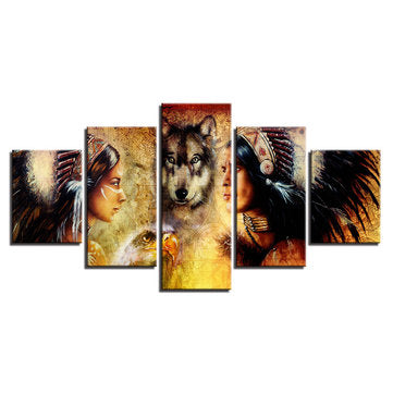 5Pcs Set Wolf Modern Canvas Print Paintings Wall Art Pictures Home Decor Unframed