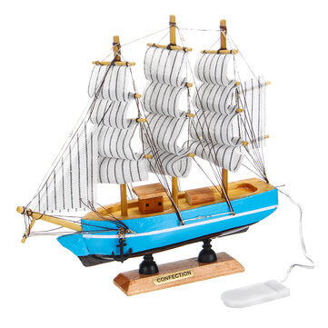 10 LEDs Wood Sailing Boats Ship Model Wooden Craft Sailor Handcrafted Boat Home Decoration