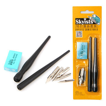 Xingainian Cartoon Comic Dip In Ink Pen Set Shaft Nib Eraser Set Comic Calligraphy Pen Multi School