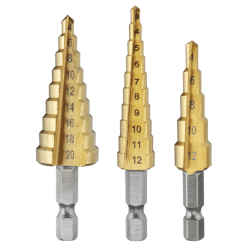 10pcs Step Drill Bit Set 1/4 Inch Hex Shank 5 Flute Countersink Drill Bit Set with Automatic Center