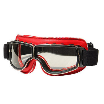 Vintage Goggles Motorcycle Leather Goggles Glasses Cruiser Folding Helmet Ey... (COLOR: TRANSPARENT)