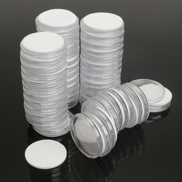 50Pcs Clear Polystyrene Capsules with Coin Holders Case Adjustable for 19 to 39mm Coin