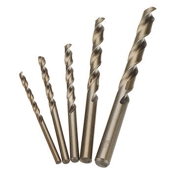 Drillpro 5pcs 4-10mm HSS M35 Cobalt Twist Drill Bit 4/5/6/8/10mm for Metal Stainless Steel Aluminium
