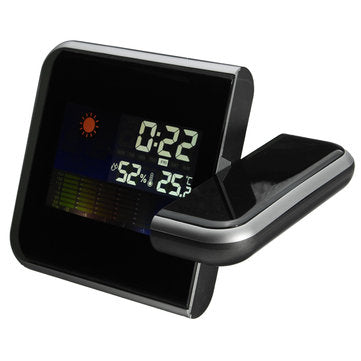 Digital LCD Time Projector Snooze Alarm Clock Temperature Weather Humidity LED