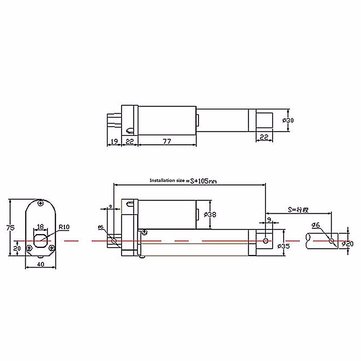 DANIU 200mm Stroke 750N Load Mini Electric Actuator Linear Tubular Motor Motion 12V DC