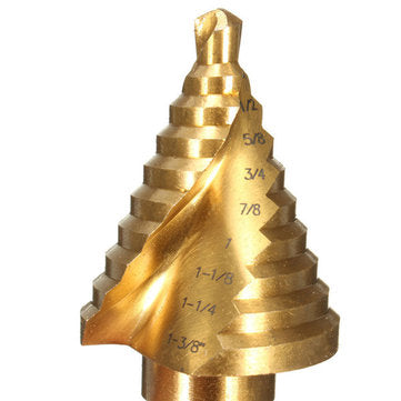 1/4 Inch to 1-3/8 Inch Titanium Coated Step Drill Bit 9mm Round Shank