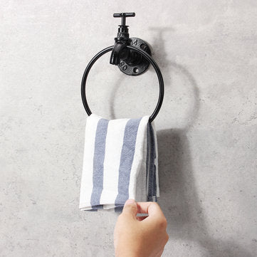 Wall Mounted Towel Ring Holder Kitchen Bathroom Storage Organizer Rack Hanger