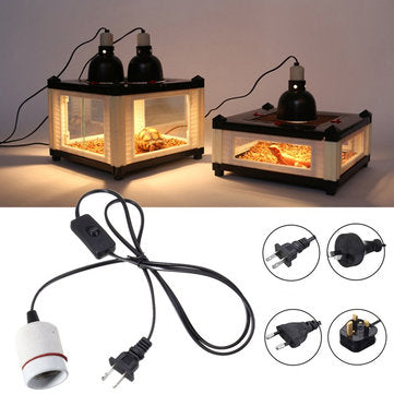 E27 Reptile Ceramic Heat Lamp Holder Light Switch Socket Adapter Lamp Fitting (PLUG: AUPLUG)