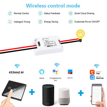 SMATRUL 10Pcs WIFI RF Controller Smart Life APP WiFi 433Mhz Timer Module for Switch Light