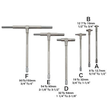 6pcs 8-150mm Telescoping Gauge Set Internal Gauge Hole Gauges for Hole Quick Inside Measurement