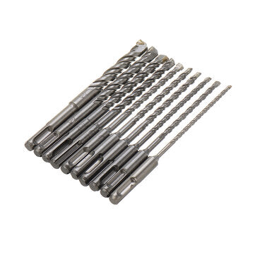 10Pcs 4-14mm Masonry Drill Bits Double SDS Plus Slot Electric Hammer Drill Bits Set 160mm Metal HSS