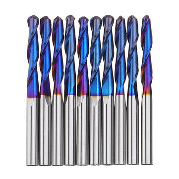 Drillpro 10pcs 3.175mm Shank Nano Blue Coat Flat Nose End Mill CNC Router Bits 1/8 Inch... (TYPE: C)