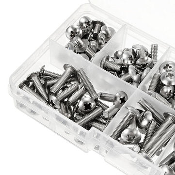 Suleve M4SP1 M4 Stainless Steel Phillips Round Head Screws Bolts Nuts Assortment Kit 250Pcs
