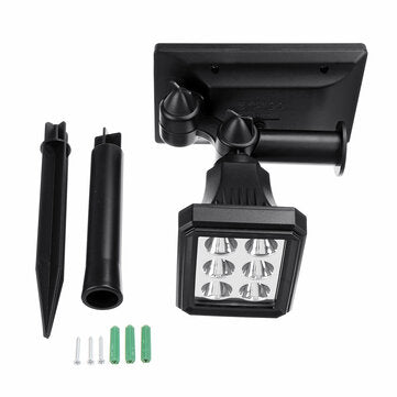 Solar Powered 5W 6 LED Lawn Lamp Colorful Spotlight Waterproof Outdoor Security Path Split Garden Li
