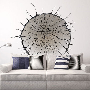 Miico Creative 3D Round Broken Wall PVC Removable Home Room Decorative Wall Door Decor Sticker