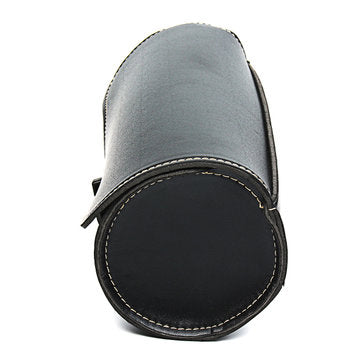 Motorcycle Barrel Saddle Bag PU Leather Metal Tool Bags Black Front Rear Moto Luggagge Bag