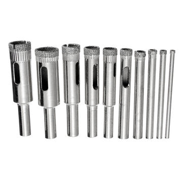 Drillpro DB-HS3 10pcs Diamond Hole Saw Drill Bit Set 3mm-13mm Tile Ceramic Glass Porcelain Marble Ho