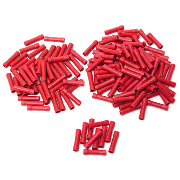 Red Insulated Butt Connector Electrical Crimp Terminal for 0.5-1.5 SQMM Cable (QUANTITY: 100PCS)