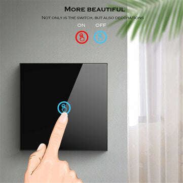 SMATRUL White 2 Gang Touch Wall Switch on /off Light LED Lamp Crystal Glass Screen Panel