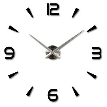 Frameless Large 3D DIY Wall Clock Mute Mirror Stickers Home Office School Decoration (COLOR.: BLACK)