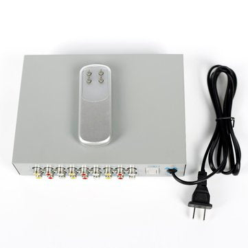 Audio and Video Switcher with TV Remote Control 4 Way Input 2 Way Output Converter Selector