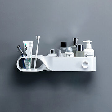 Wall-Mounted S Shape Toothbrush Holder Waterproof Strong Load-bearing Storage Rack Nail-free Bathroo
