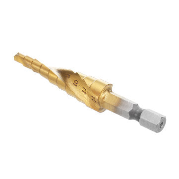 Drillpro HSS 4-12mm Spiral Grooved Step Drill Bit Titanium Coated Step Cone Drill Bit