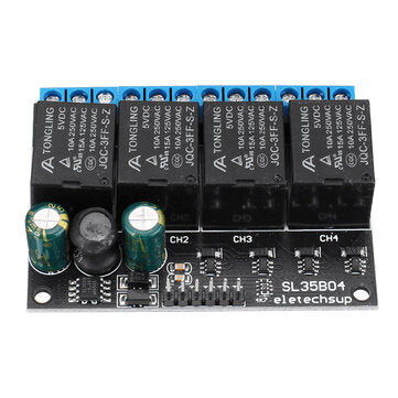 4 Channel 12V Bistable Self-locking Relay Module Button MCU Low-level Control Switch Board