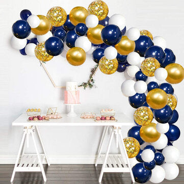 61Pcs Navy Theme Party Balloon Set Arch Latex Balloon with Gold Confetti Set for Kids Baby Shower Bi