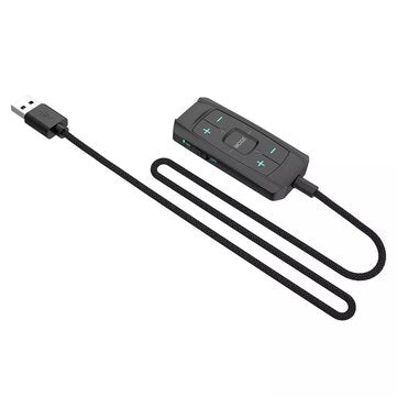 INWA MZ-396 External USB to 3.5mm AUX Sound Card 7.1 Adapter 3D Antimagnetic Audio... (COLOR: BLACK)