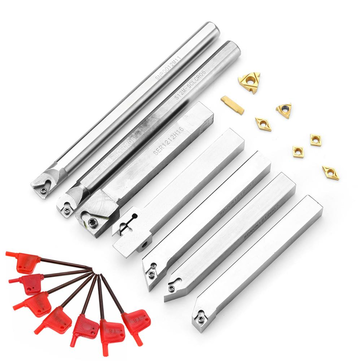 Drillpro Upgrade 21pcs 12mm Turning Tool Holder Lathe Boring Bar+Carbide Insert+Wrench Set