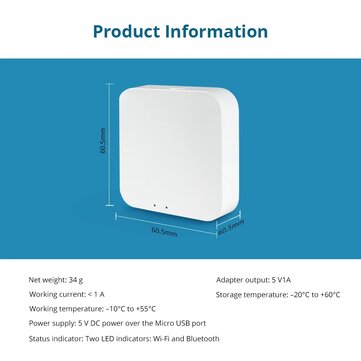 Zemismart Tuya bluetooth Hub WiFi Smart Home Bridge Wireless Remote Controller BLUE Sig Mesh