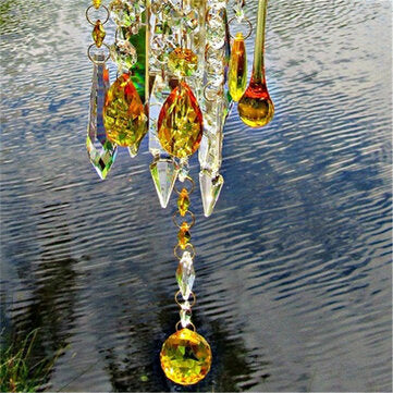 Yellow White Crystal Wind Chimes Extended Version Free Cleaning Fuss-free Assembly Wind Chimes for G