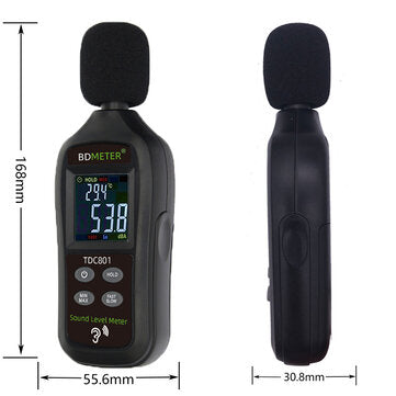 BDMETER TDC801 Handheld Digital Noise Meter 35~135dB Sound Level Decibel Meter Mini Sound Tester Vol