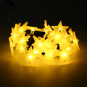 Battery Powered 3.3M 30LEDs Frosted Five Stars Fairy String Light Christmas W... (COLOR.: WARMWHITE)