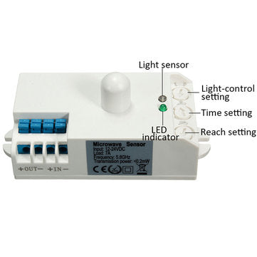 SK-807-DC DC 12V-24V 5.8GHz Microwave Radar Sensor Body Motion HF Detector Light Switch