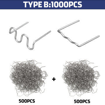 1000Pcs Pre-cut Flat Staples 0.8mm Hot Staples Plastic Stapler Repair Kit Welding Pin (TYPE: B5PCS)