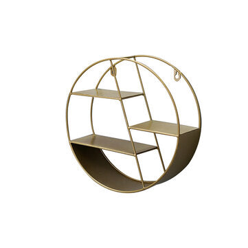 Wall Mounted Metal Hanging Storage Shelves Display Rack Organizer Home Decor (COLOR: GOLD)