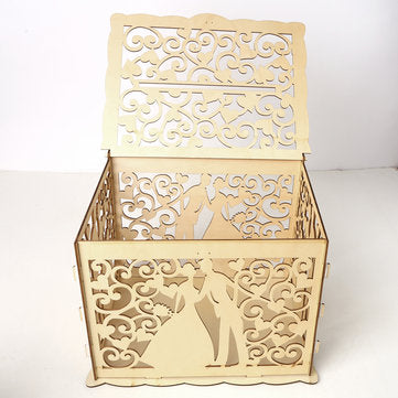 Wooden Card Box Wedding Advice Wishing Box with Lock Gift Wedding Party Favor
