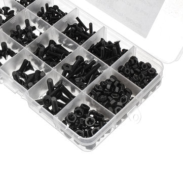 Suleve MXCH7 460Pcs M3 M4 M5 Flat Head Hex Socket Screw Carbon Steel 10.9 Grade Bolt Nut Assortme