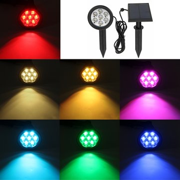 Solar 7 LED Color Changing Spot Light Wall Garden Outdoor Yard Landscape Lamp
